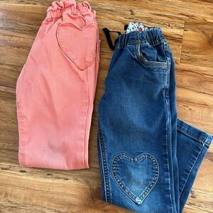 Mini Boden Heart Patch Jeans and Heart Picket Pink Jeans